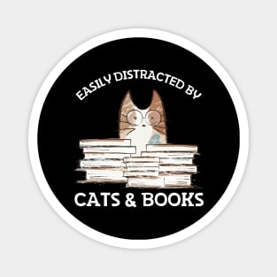 Easily Distracted By Cats And Books Magnet